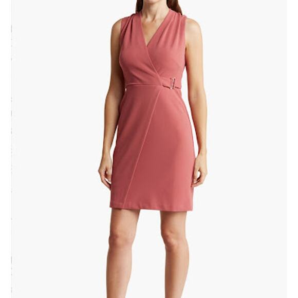 Tahari ASL Faux Wrap Sheath Dress Victorian Rose - Size 10 - Picture 1 of 6